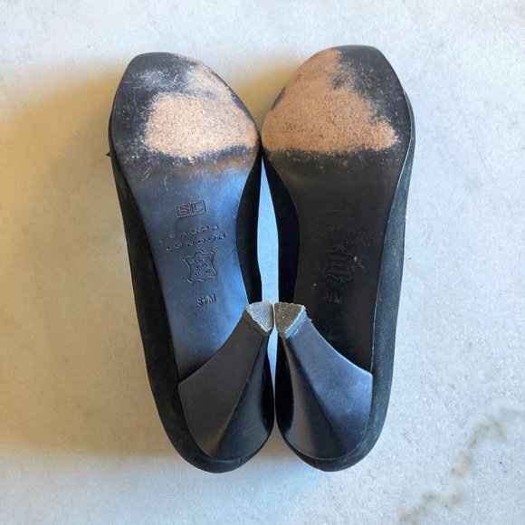 Sacha London black leather high heel pump shoes, western / boho, gold hardware - Picture 10 of 10